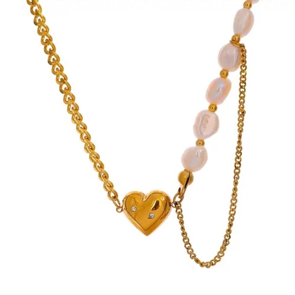 NEW 18K Gold Plate Freshwater Pearl Nevklace - Picture 2 of 4